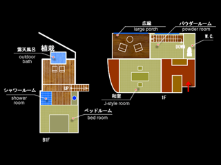 温泉露天風呂付客室 雫(SHIZUKU) 平面図