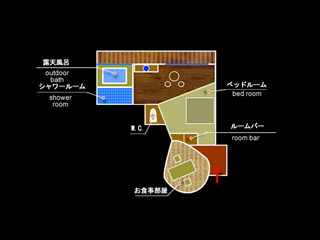 温泉露天風呂付客室 繭(MAYU) 平面図