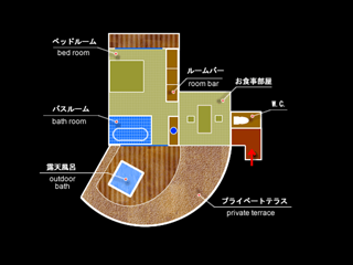 温泉露天風呂付客室 雲(KUMO) 平面図