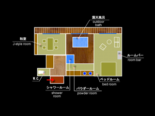 温泉露天風呂付客室 響(HIBIKI) 平面図